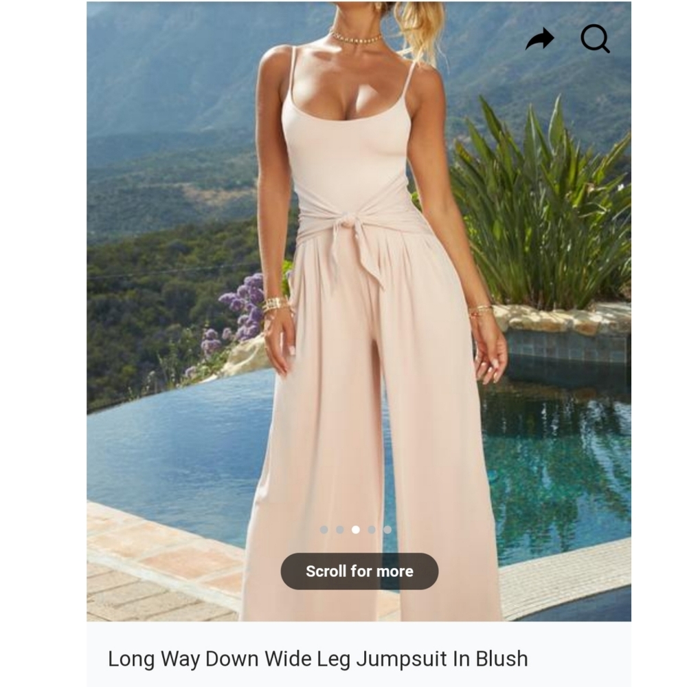 Oh Polly Blush Wide Leg Jumpsuit